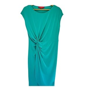 VTG Catherine Malandrino Teal Twist Dress Silk Minimalist Officecore Luxe